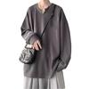 Autumn Korean Streetwear T-shirt for Men Fashion Brand Hip Hop Baggy Tops Casual Solid Color Male Loose Long Sleeve Tees