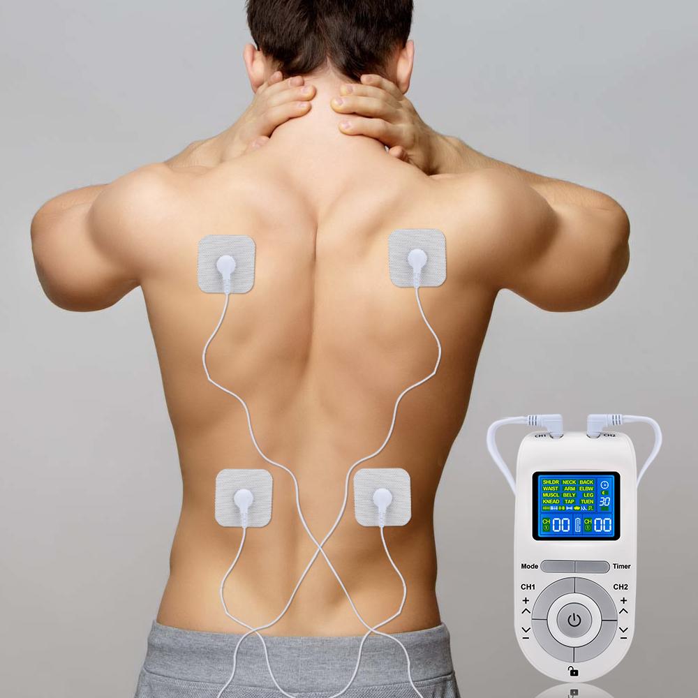 12 režimů TENS přístrojová jednotka 4 elektrodové podložky pro úlevu od bolesti Pulzní masáž EMS Stimulace svalů TENS Elektroestimulátor