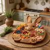 2026 Easter Bunny Rabbit-Shaped Wooden Charcuterie Board Cute Rabbit-Delhi Board with Compartments for Serving Snacks