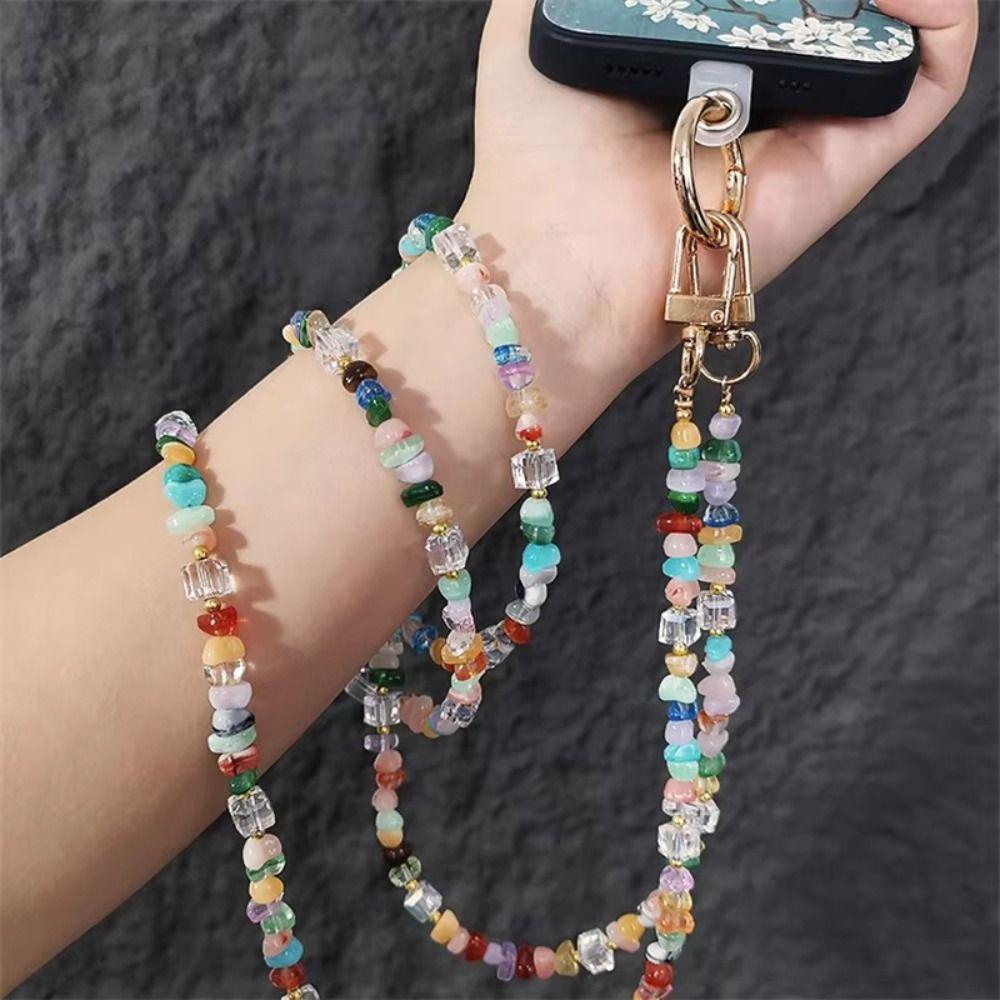 Stone Gem Mobile Phone Straps Stylish Cute Beads Phone Chain Long Phone Lanyard Phone Accessories