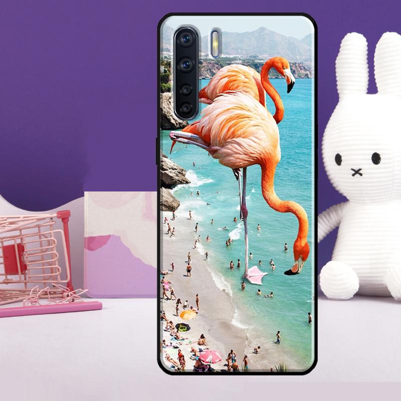 Pink Red Flamingo Case For Oppo A54 A74 A94 A80 A60 A40 A18 A38 A58 A78 A98 A96 A76 A16 A15 A17 A57 A77 A5 Pro
