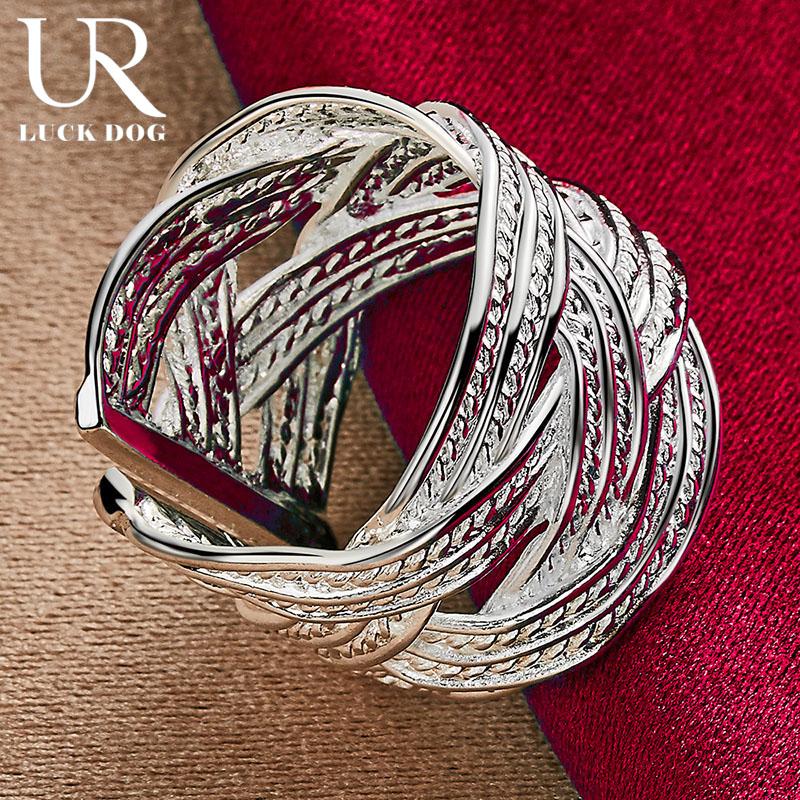 925 Sterling Silver Cross Woven Open Ring Módní svatební šperky