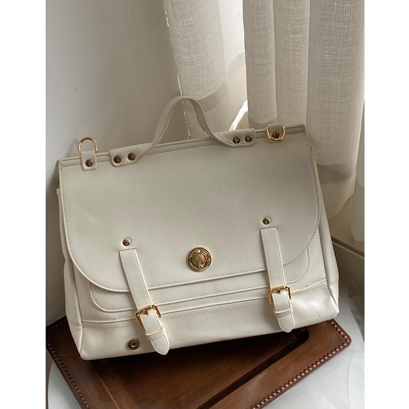 British Style Retro Postman Bag Woman New Fashion Classical Korean Version Briefcase Large Capacity Backpack PU Leather Textured