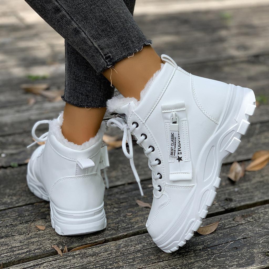 Warm thick-soled Martin boots Amazon foreign trade new high-top leather lace-up cotton shoes women's winter velvet Korean version 2025