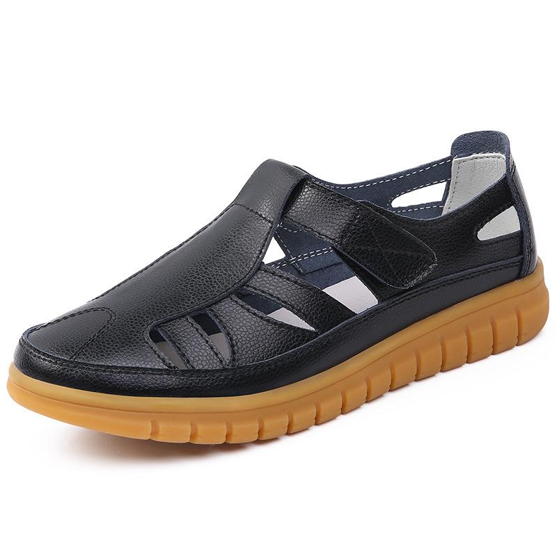 Women's Sandals Summer Comfortable Ankle Hollow Round Toe Sandals Female Soft Beach Sole Shoes Plus Size Zapatillas De Deporte