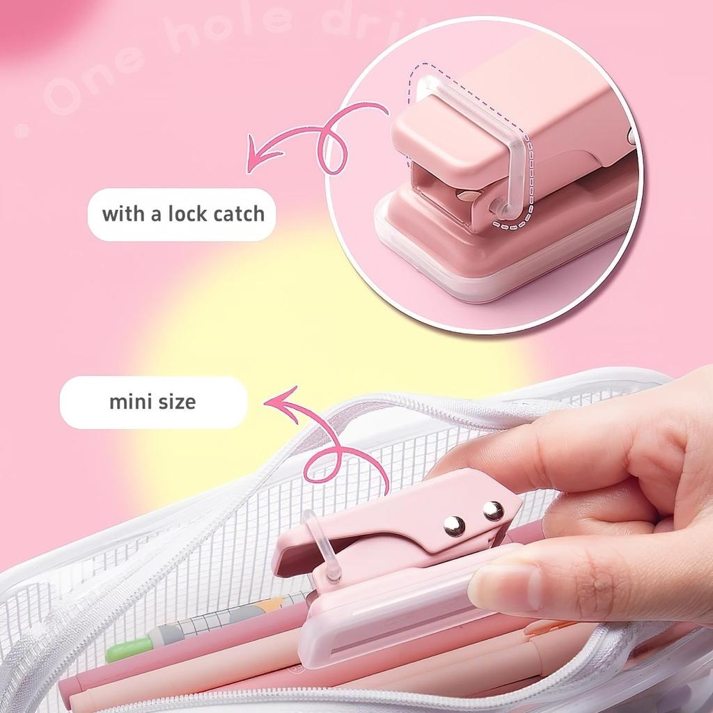 1pc Mini Single Hole Punch 6mm Circle Holes Small Tiny with Non-Slip Removable Base & Lock for Journaling