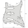 FLEOR Cream 3ply Alnico 5 Prewired Guitar Pickguard Loaded SSS ST 11 Holes + Back Plate Set