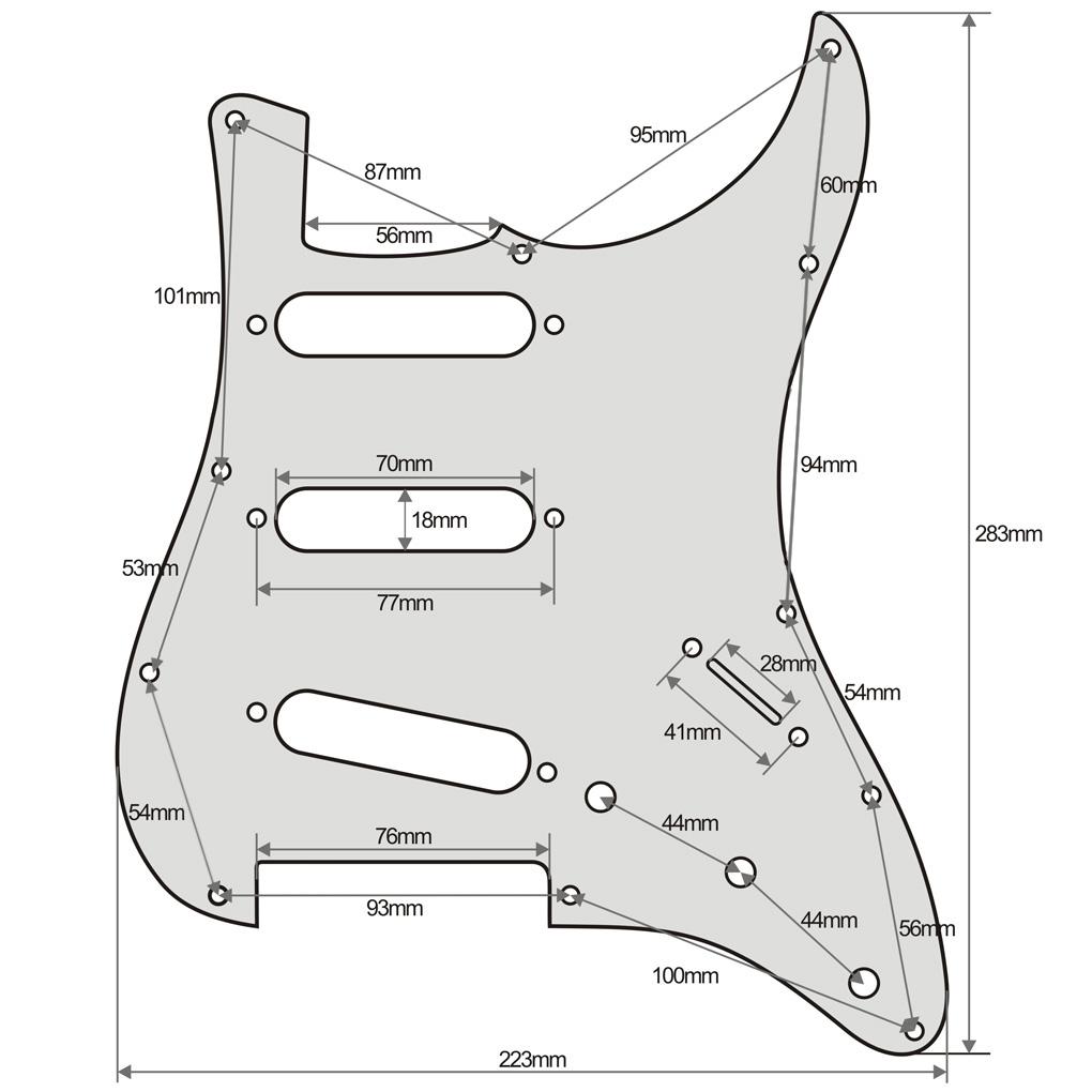 FLEOR Cream 3ply Alnico 5 Prewired Guitar Pickguard Loaded SSS ST 11 Holes + Back Plate Set