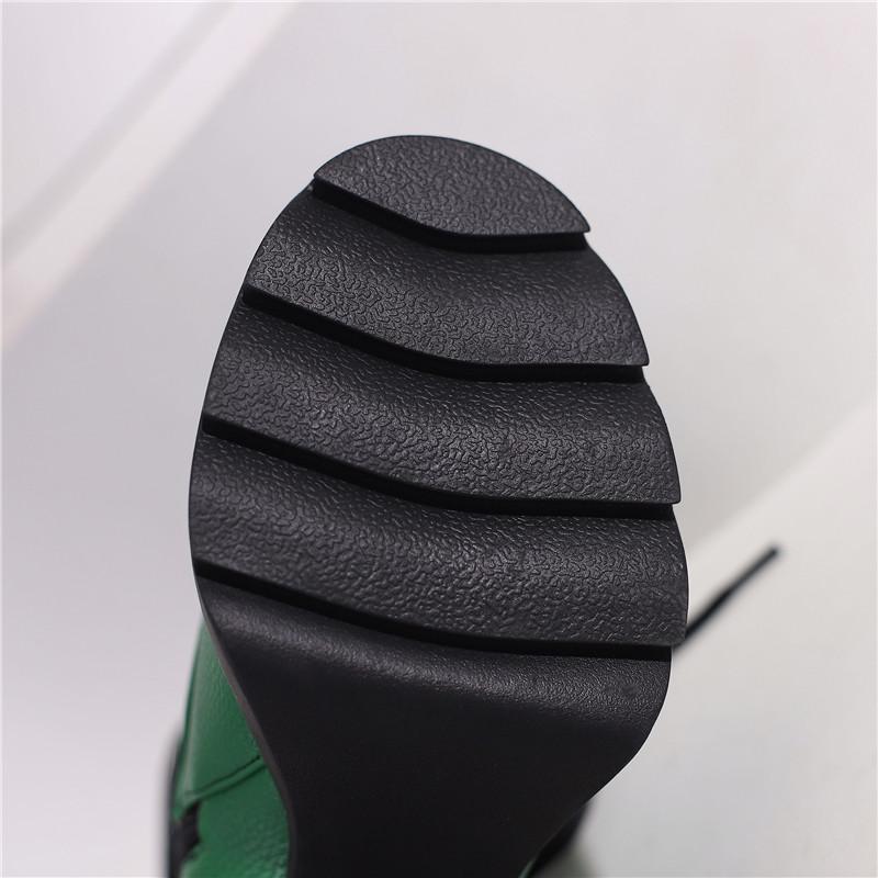 Korte damehøye hæler høst og vinter nye tykkhælede korte støvletter i britisk stil i stor størrelse