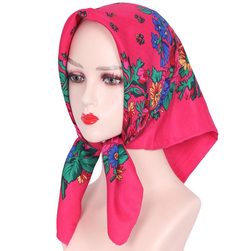 70*70cm Hijabs für Damen Quadratisch Luxuriös Retro Blumendruck Kopftuch Kopfbedeckung Babuschka Kopftuch Bufandas Invierno Mujer Foulard