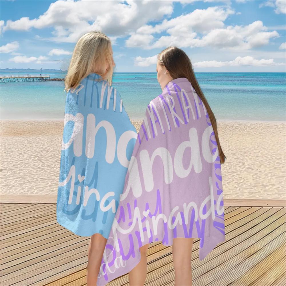Asciugamano da Spiaggia Personalizzato con Nome, Asciugamani da Piscina Monogramma Sovradimensionati per Bambini/Adulti, Asciugamano Regalo per Festa di Addio al Nubilato, Vacanza di Compleanno