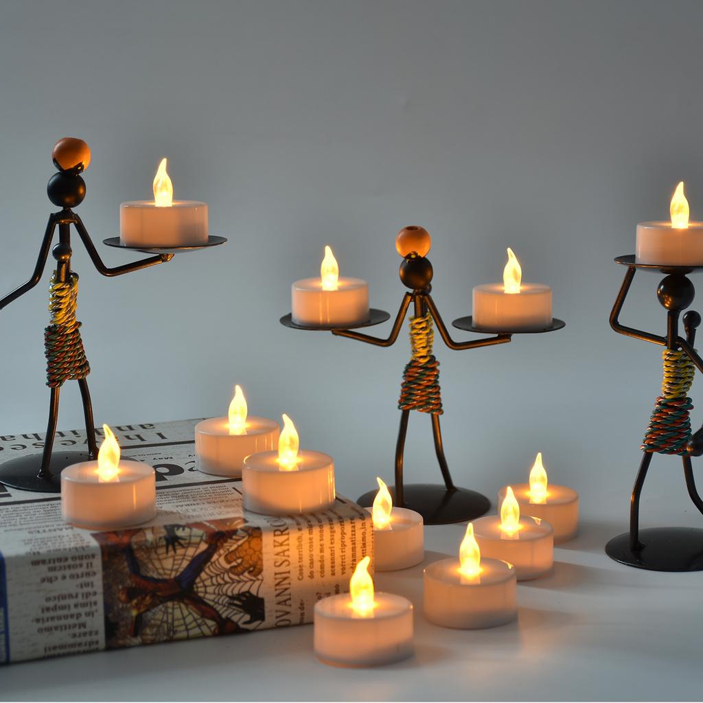 Candlium 24Pack Warm Yellow Flameless LED Tea Light Candles Battery Operated 200+ Hours For Votive Aniversary Wedding Decoration