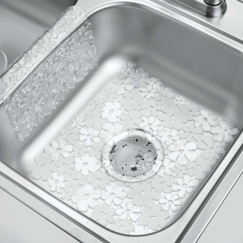 Interdesign Sink Mat, Floral Pattern, Clear, Small, 60860EJ