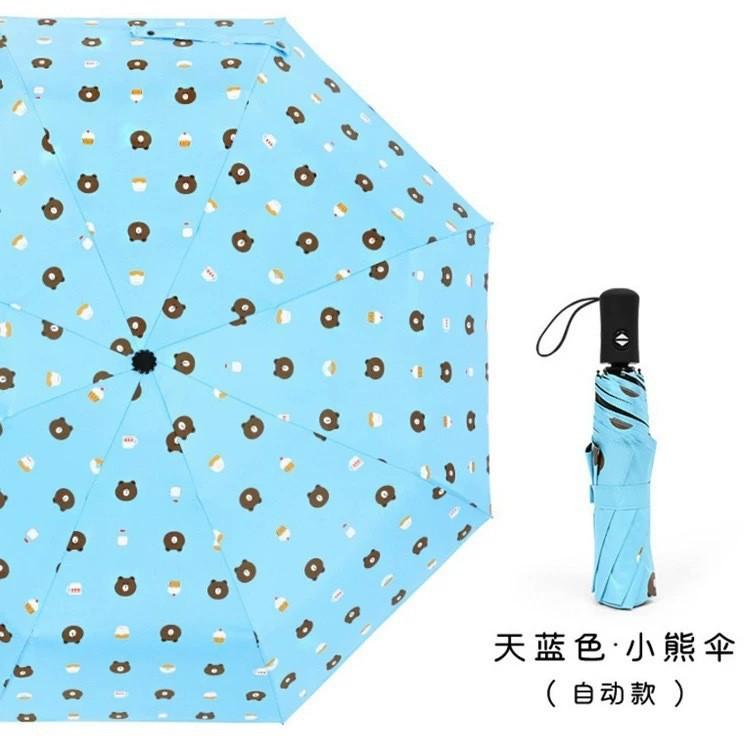 Cartoon brown bear automatic umbrella folding student weather and rain umbrella children vinyl sun umbrella manufacturers wholesale
