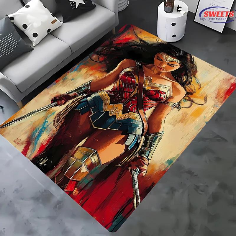 DC Wonder Woman Area Carpet,Living Room Bedroom Children's Room Sofa Mat,Four Seasons Available Doormat Floor Anti-slip Rug,Gift