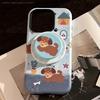 Denim Blue Puppy Magnetic Stent Applicable To Apple IPhone 16 Mobile Case 15promax Retro 14 Film 11