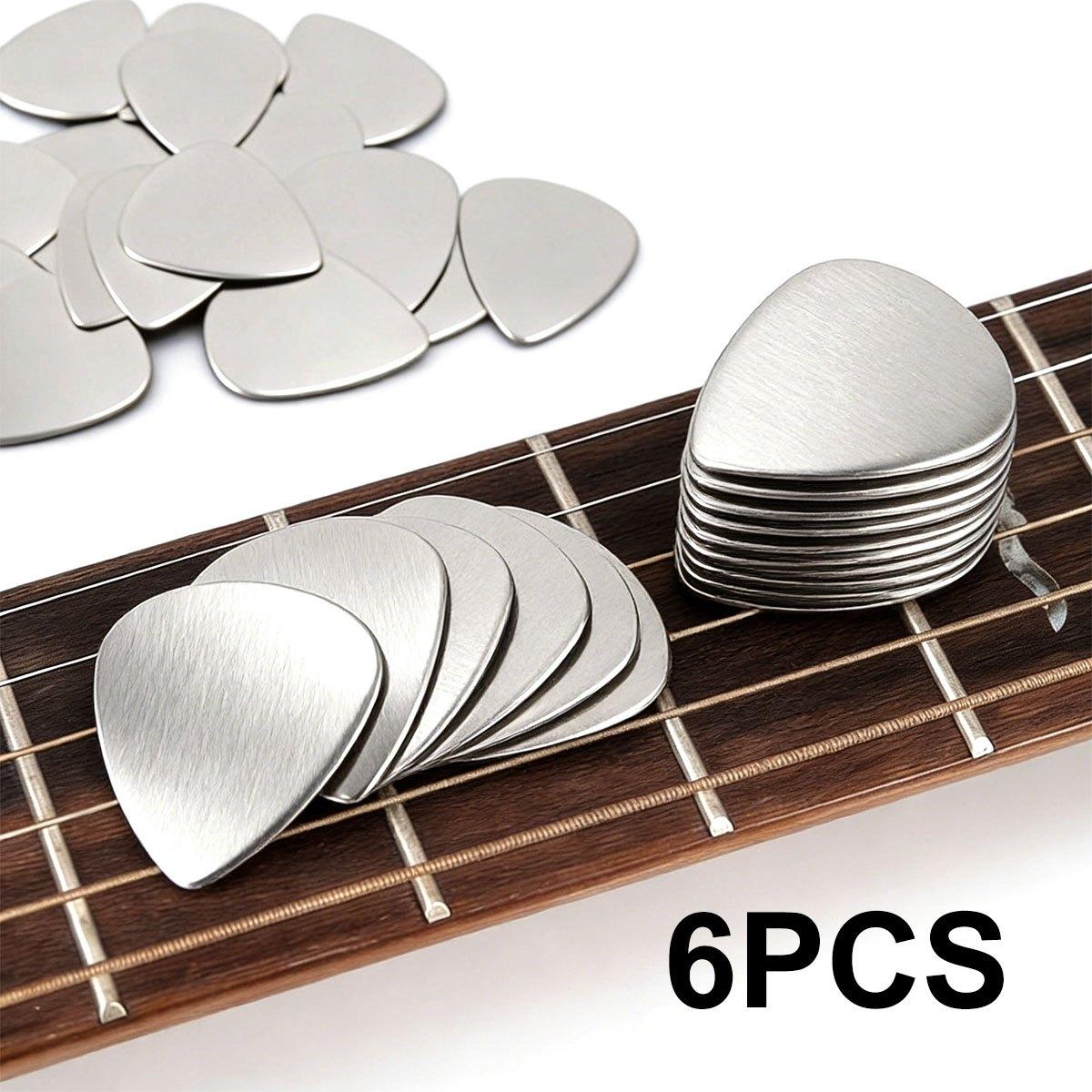 

6Pcs 0.3mm Stainless Steel Guitar Picks - Durable Metal Plectrums for Acoustic/Electric Guitar, Ukulele & Bass, Precision ZSY