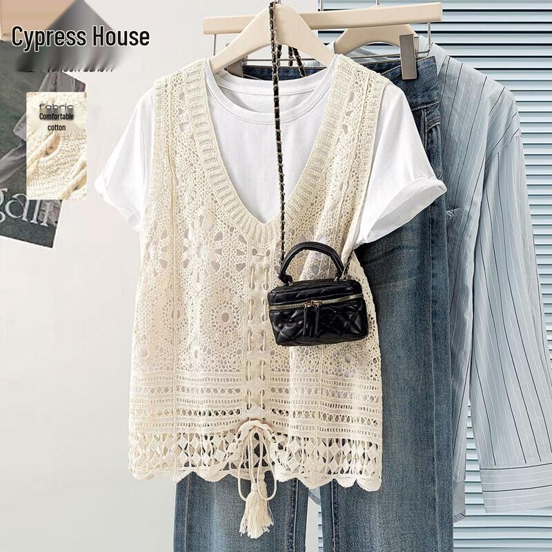 Women s V-Neck Cotton Layered Vest One Size