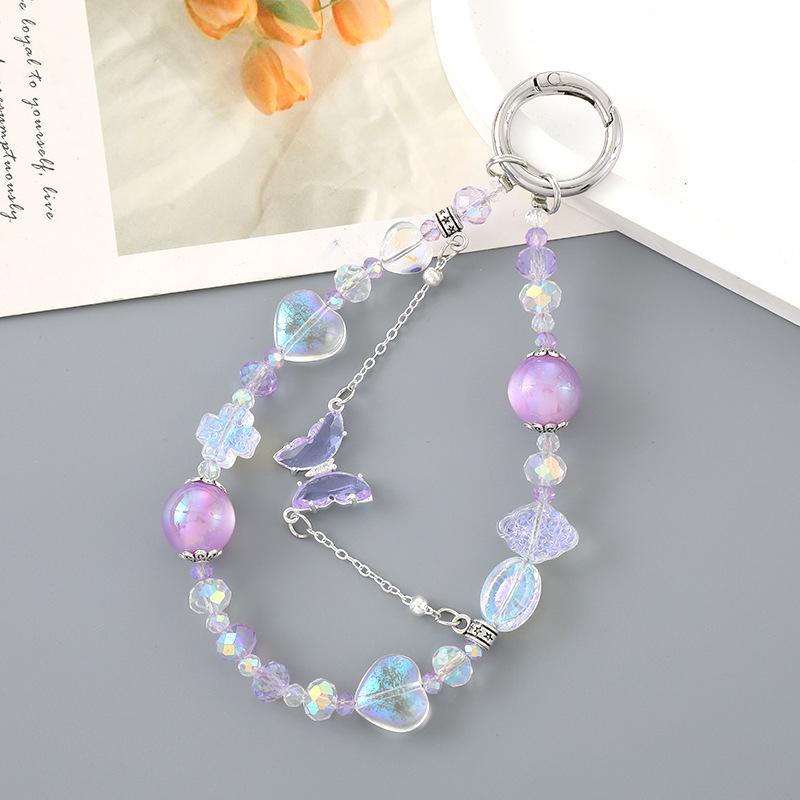 New Pearl Bow Beaded Pendant Phone Case Charm Wrist Strap Lanyard