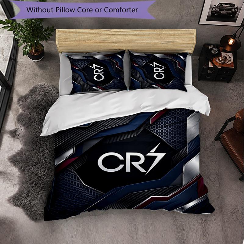 Set Lenzuola 3 Pezzi con Fantasia Cristiano Ronaldo Morbida Microfibra Copripiumino con Federe per Camera da Letto