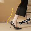 8588 [sheepskin] High Heels Women's Thin Heels Spring 2025 New Versatile Punk Style Pointed Head Empty Single Shoes