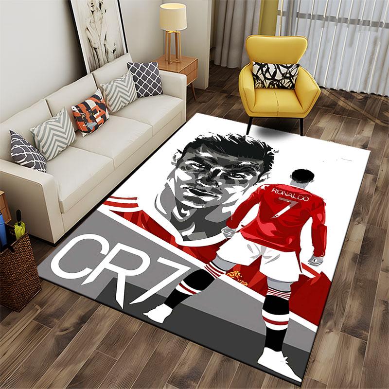 CR7 Soccer Graphic Rug suitable as a non-slip mat for the living room or bedroom sofa
