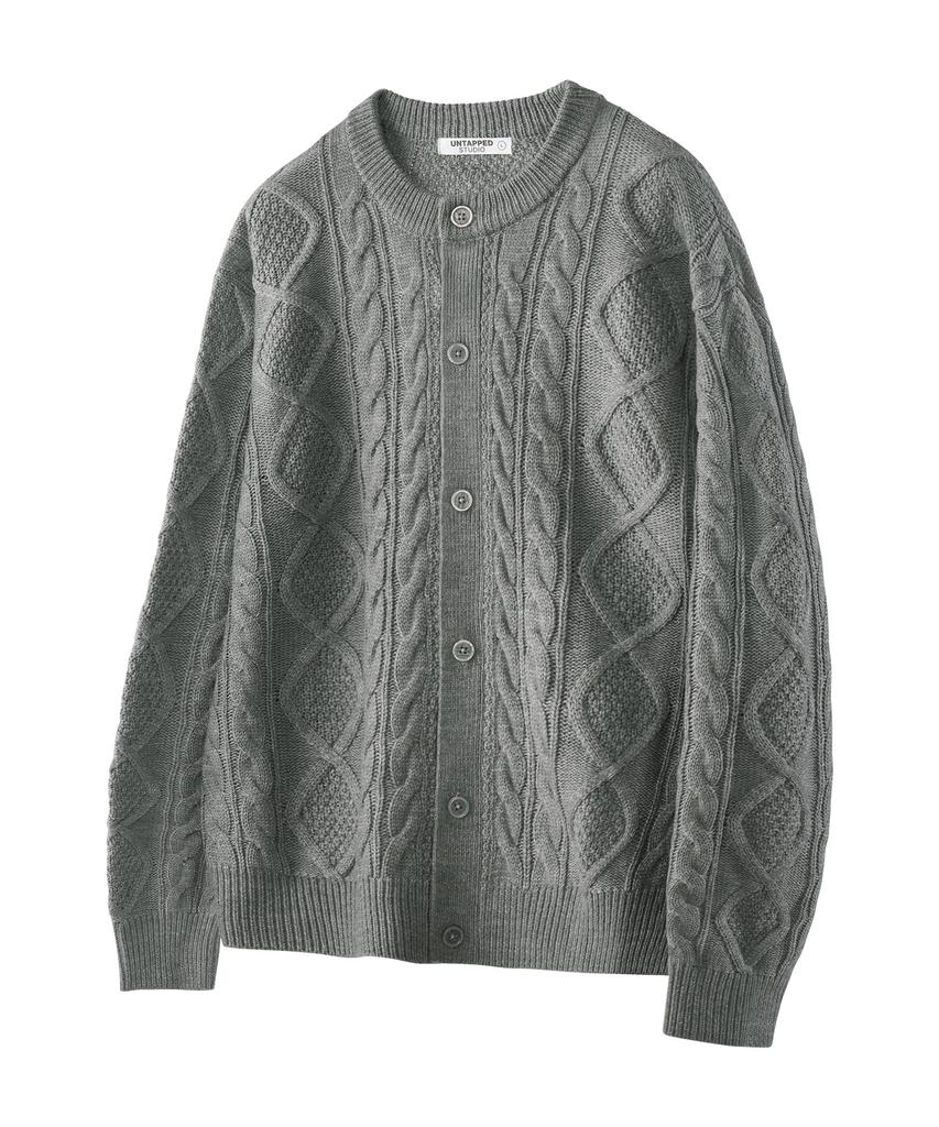 UNTAPPED STUDIO Oversized Aran Cable Round Knit Cardigan 5 Colors