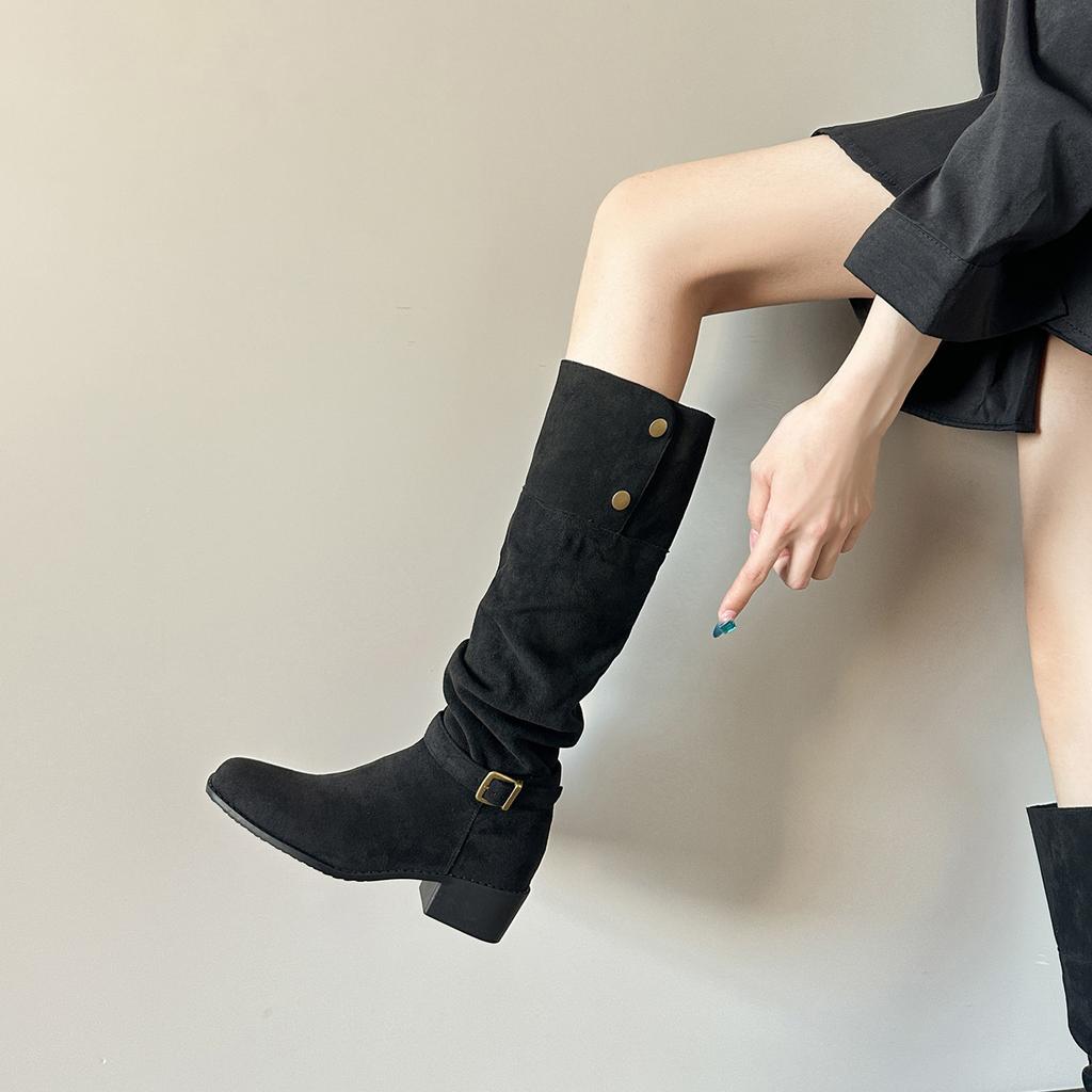 Francuskie buty za kolano długie buty jesień i zima nowe retro damskie buty