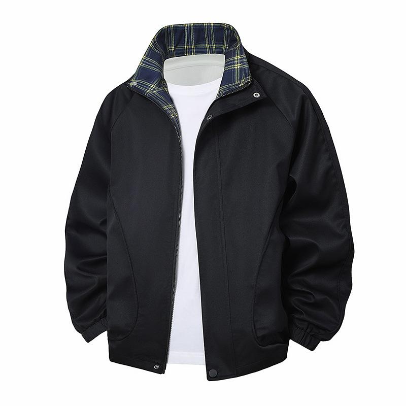 

Мужская куртка, куртка-пилот со стойкой, бейсбольная куртка, свободный повседневный топ L чёрный