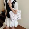 New Cute Cherry Printed Large Bag for Women Large Capacity Versatile Shoulder Handheld Tote Bag