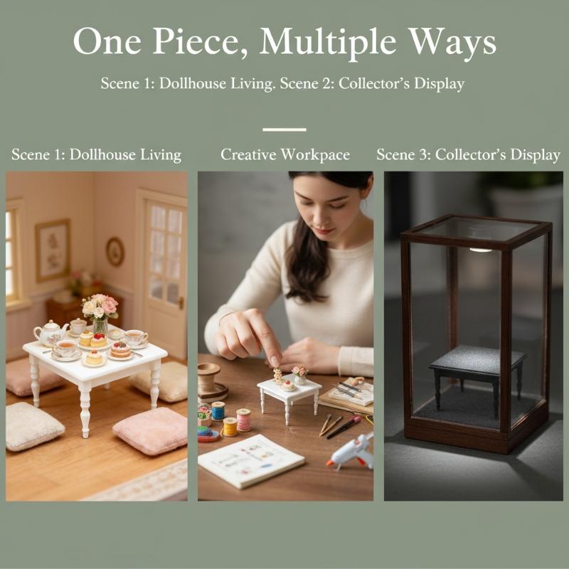 1/12 Dollhouse Simulation Square Tea Table Exquisite Miniature Furniture Model for DIY Craft Decoration and Role Play