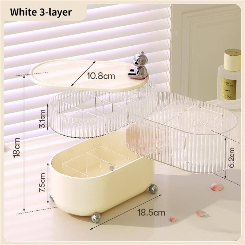 Luxury Style Desktop Storage Box With Rotating Lid For Cosmetics Jewelry Clutter
