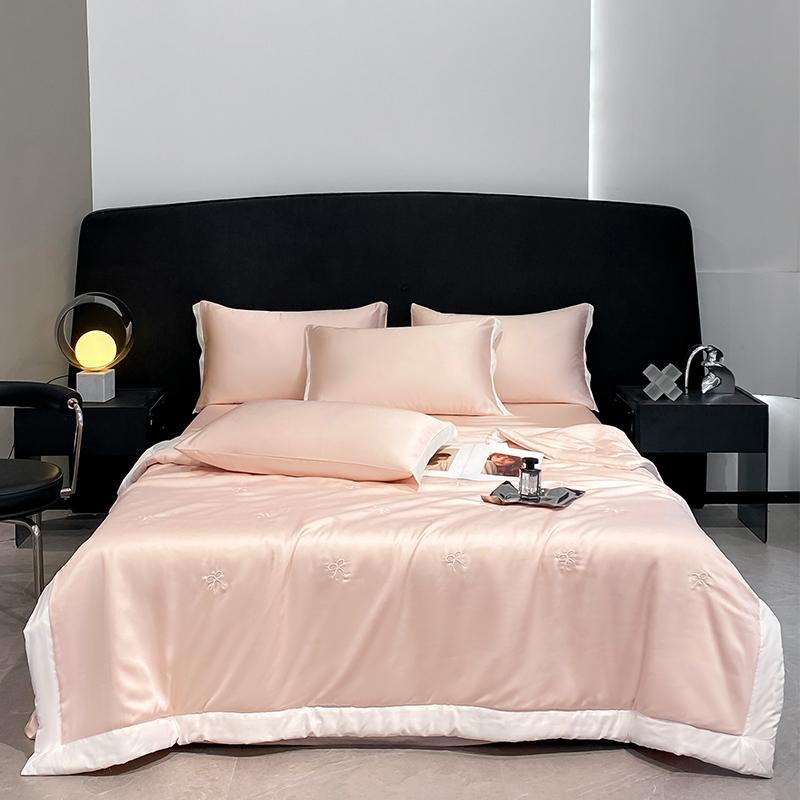 Princess Summer Quilt Korean Soft  Washed Silk Full Embroidery Tencel Cool Quilt  Women Girl For Summer Comforter Bedding