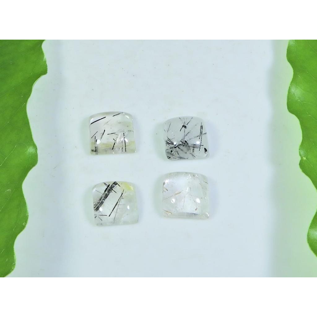 9X9MM Natural Black Rutile Square Cabochon Loose Gemstone 4 Pcs Lot A-237