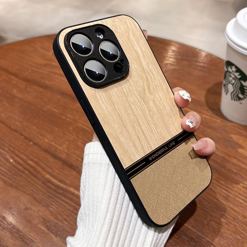 

The Spliced Wood Grain Is Suitable for The New Iphone16promax Phone Case Apple 14 Full Cover Anti Drop 13 Men 12 Simple 15 iPhone 12promax