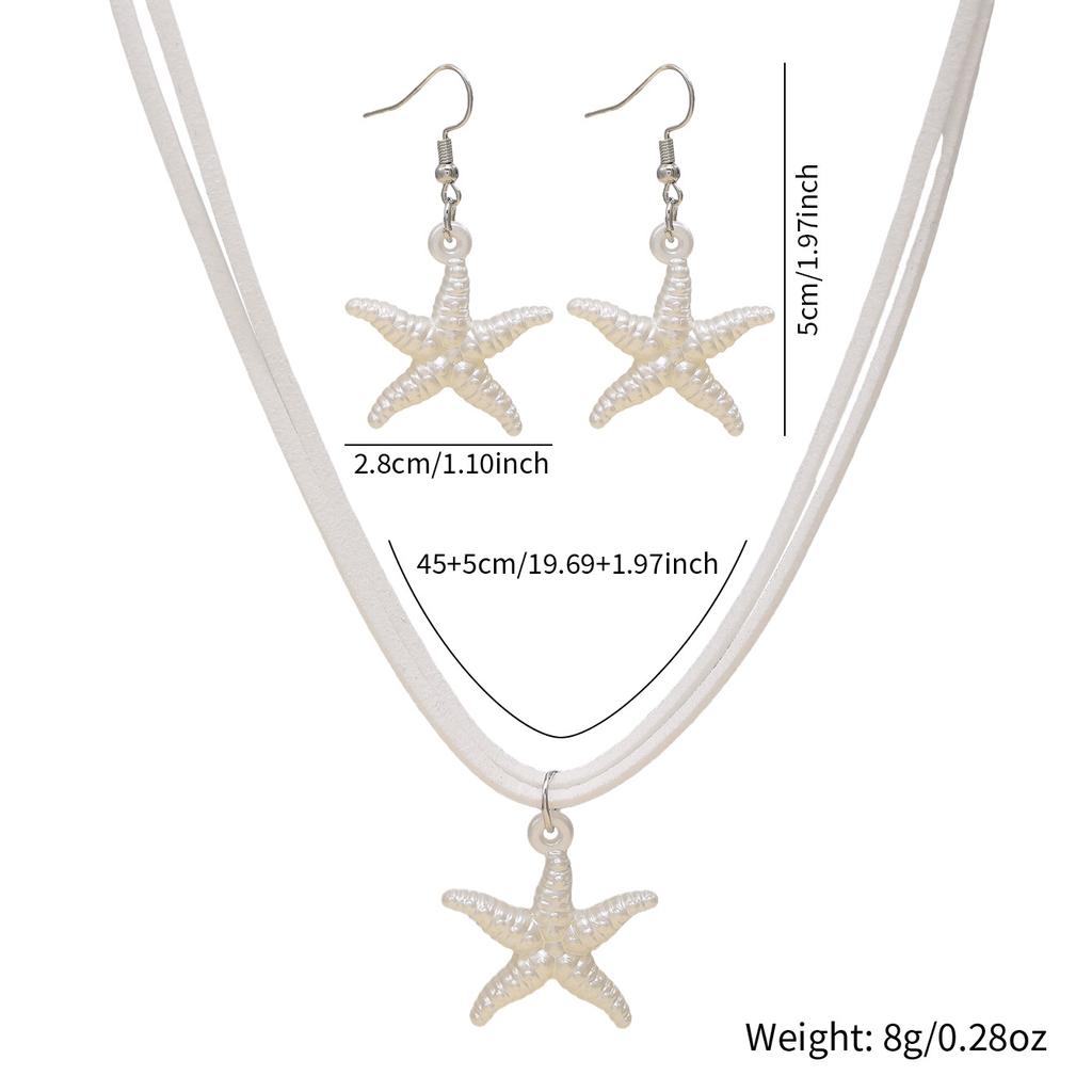 New Beach Bohemian Starfish Pendant Earrings Ocean Versatile Personality Necklace Women's Jewelry Set