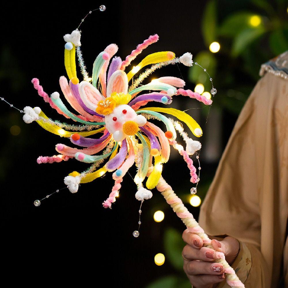 Unfinished Glowing Rotating Lantern Handheld Spinning Fireworks Lamp Festival Decoration
