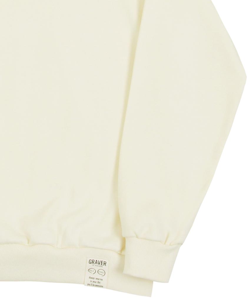 GRAVER [Unisex] Duck Flower Embroidered Smile Sweatshirt_Cream