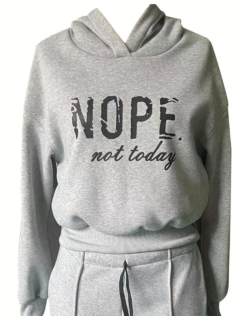 Damhöst/Vinter 2025 Mode Casual Huvförsedd Tryckt Träningsdräkt - Förtjockad Tvådelad Set