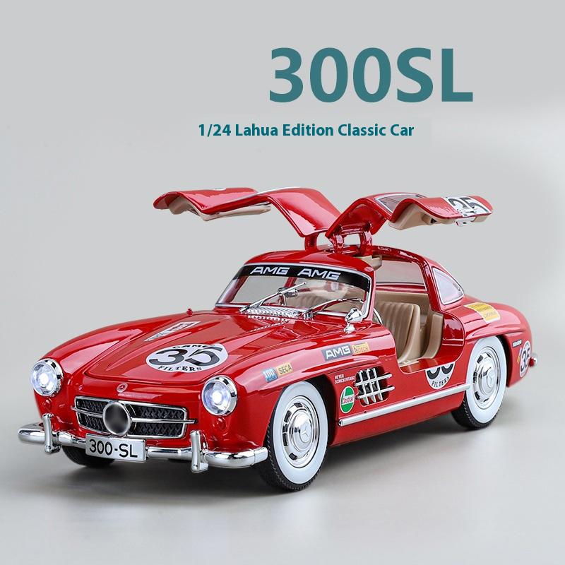 1:24 Modellini in Lega Laccata 300SL Retrò, Suoni e Luci Simulate, Raffinati Ornamenti da Scrivania, Regali di Natale