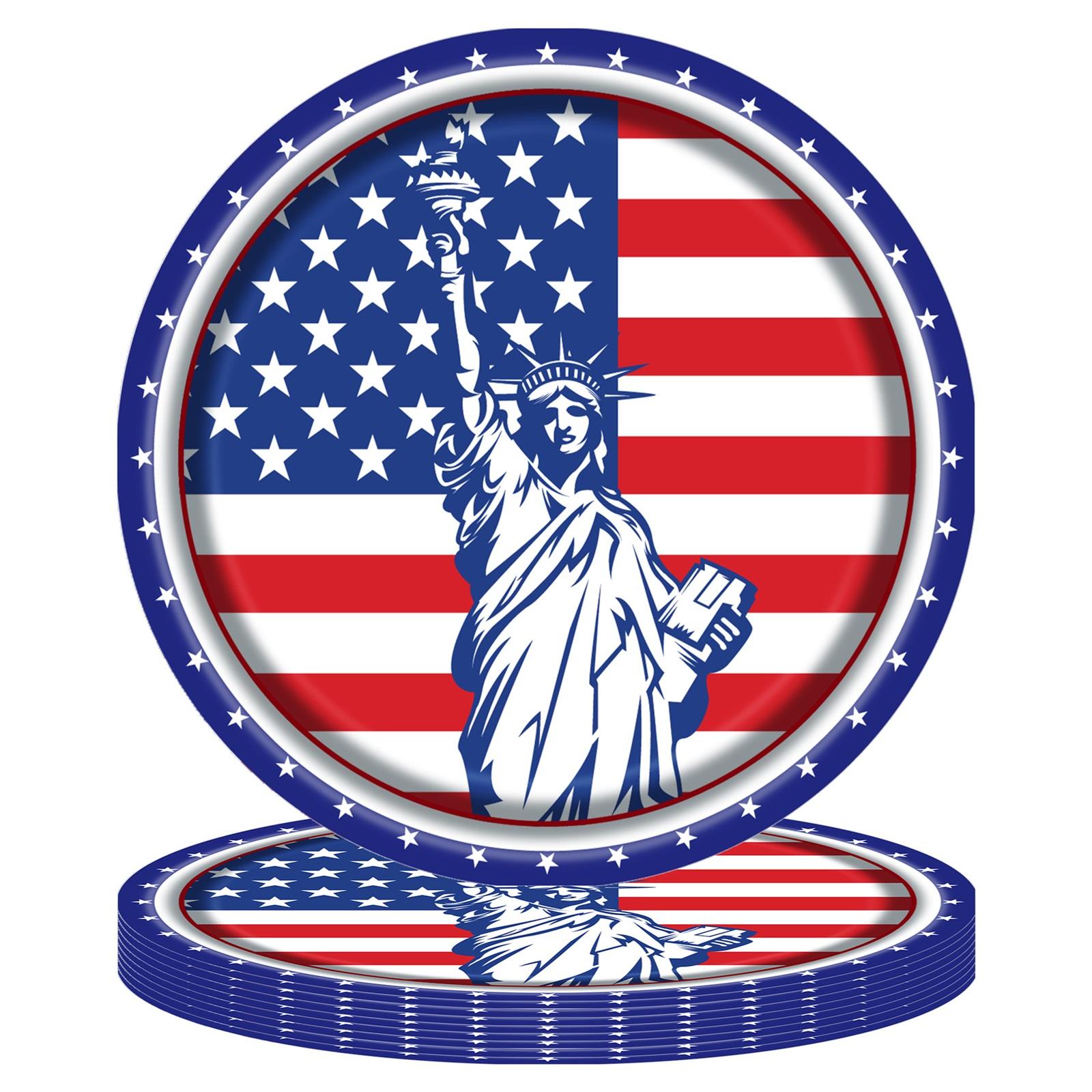 

Patriotic Disposable Plates For Independence Day Party Supplies, Tableware For BBQ, Picnic, Memorial Day, Veterans Day One Size