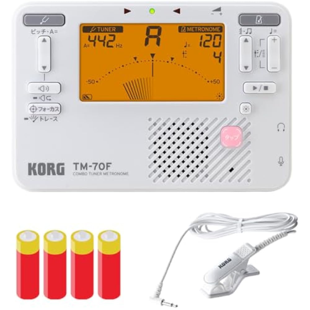 KORG Tuner Metronome TM-70F WH Microphone CM-400 WH Battery 3 Piece Set