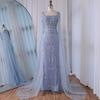 Caramel color flying sleeve evening dress, high-end bead fishtail art exam solo host long dress LA11911