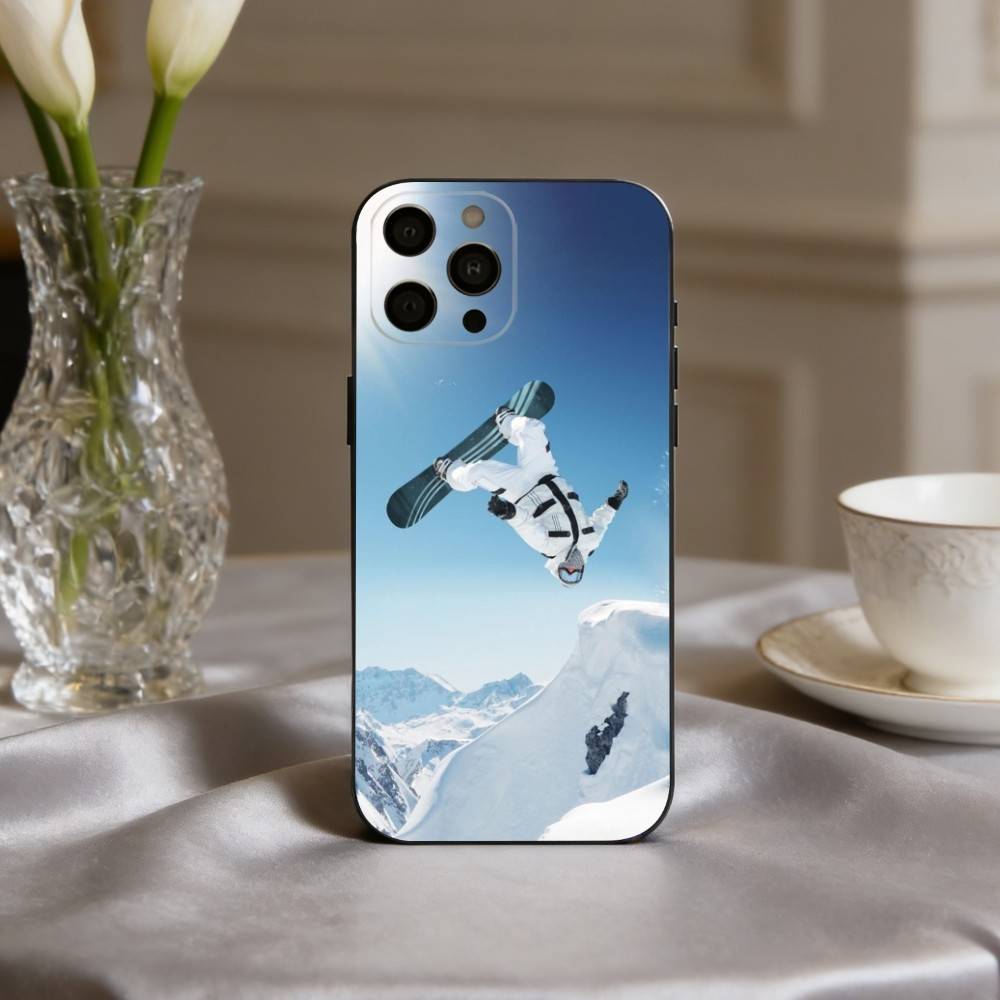 

S-Снег M-Горы Лыжи Чехол для телефона на лыжах Для iPhone 17,16,15,14,13,12,11 Plus,Pro Max,XS,Мягкий Силиконовый Черный Чехол iPhone17air
