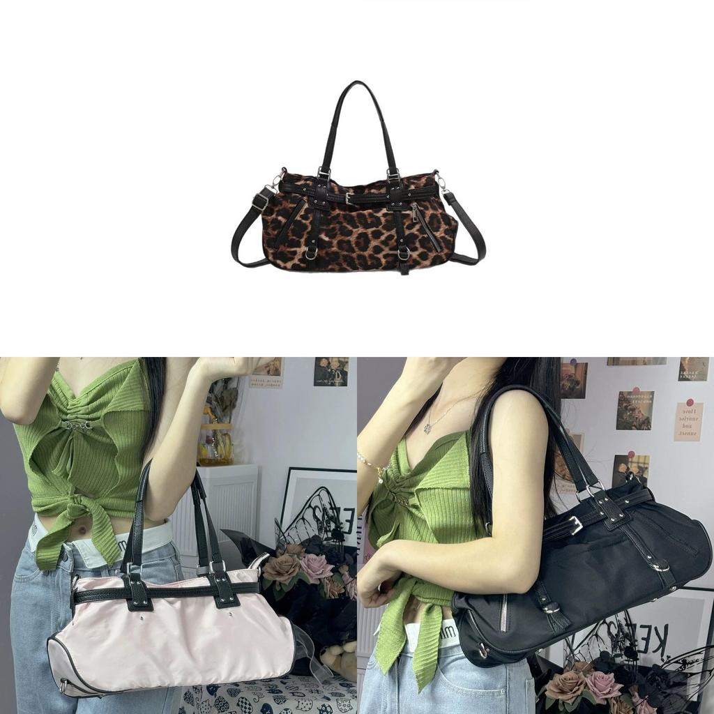Pu Leopard Print Large Capacity Travel Bag For Women With Zipper Closure And Inner Card Pocket