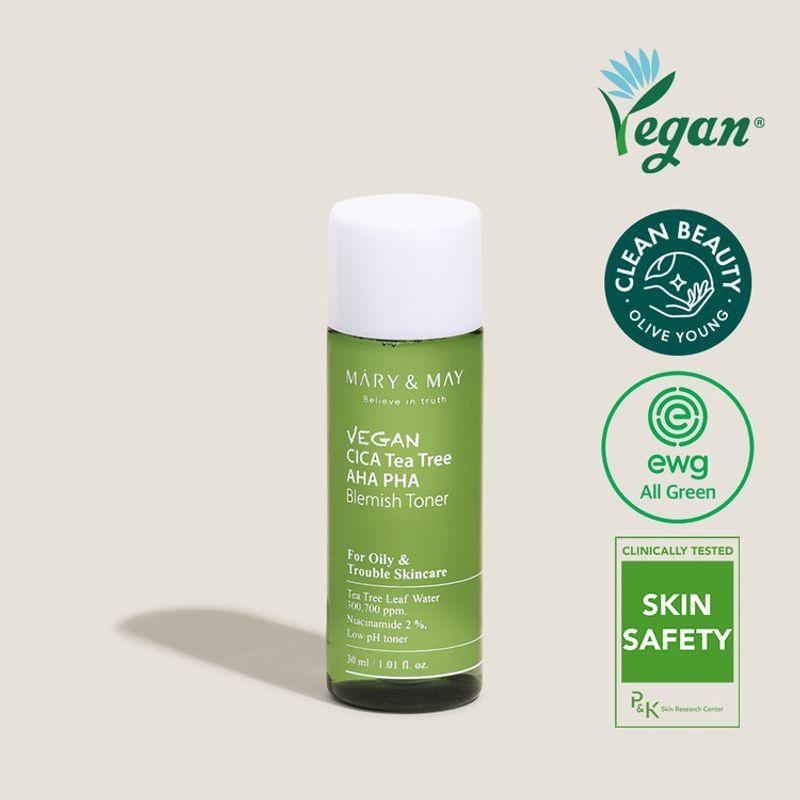 [Mary&May] *mini* Vegan CICA Tea Tree AHA PHA Blemish Toner 30ml