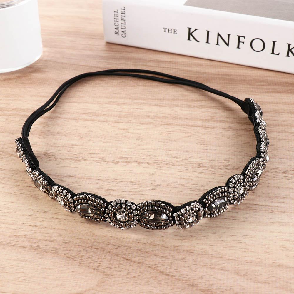Bohemian Hair Accessories Elastic Hair Band Rhinestone Beaded Hairband Korean Style Headband