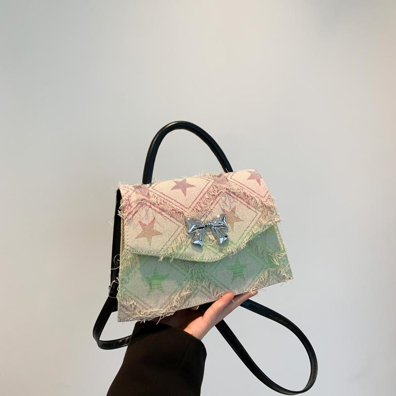 

2025 new Korean version denim handbag bag women s bag fashion shoulder bag square design messenger small square bag