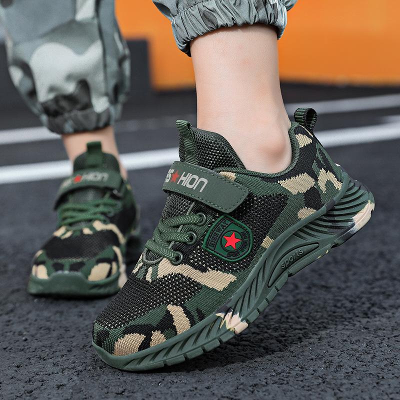 Children's Camouflage Shoes Velcro Running Shoes Lightweight Sports Shoes Student Outdoor Training Shoes