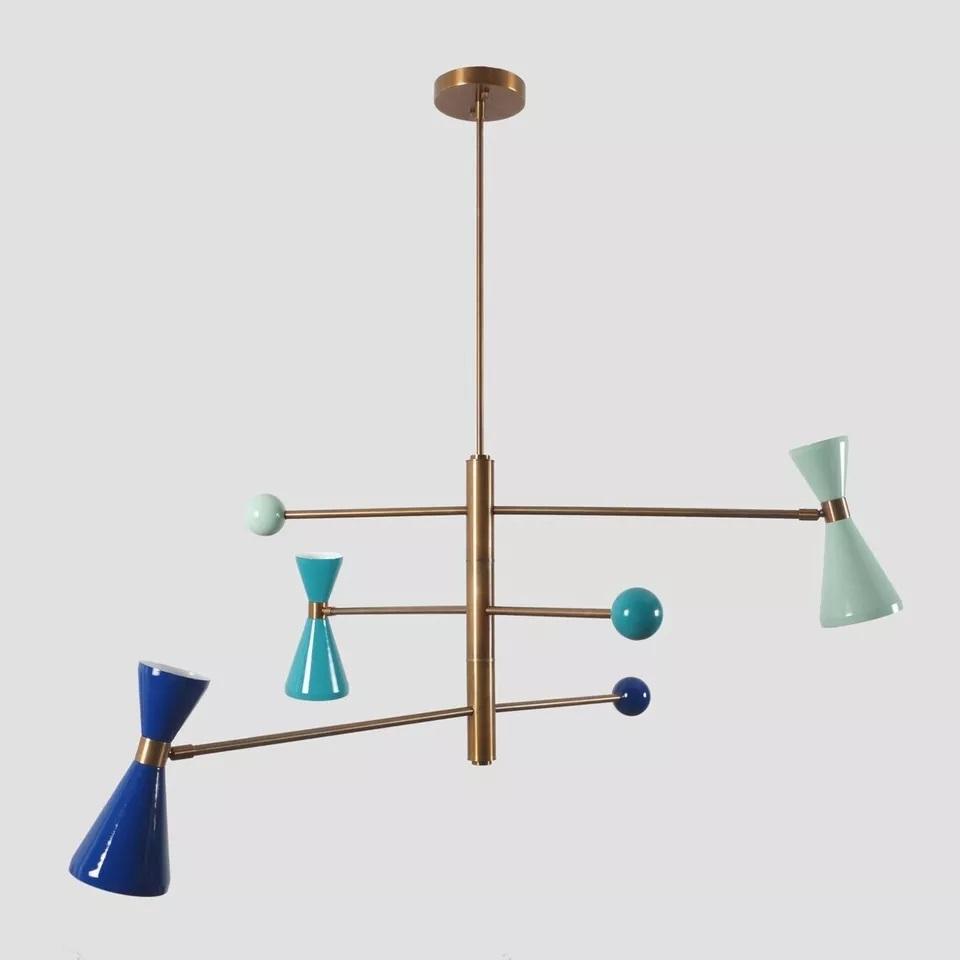 Handcrafted Metal Three Cone Shade Sputnik Ceiling Pendant Light Fixture Sputnik Chandelier Lamp